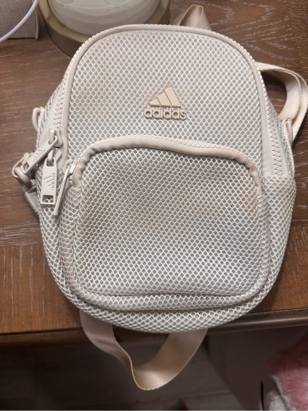<adidas> Cream Mesh Mini Backpack